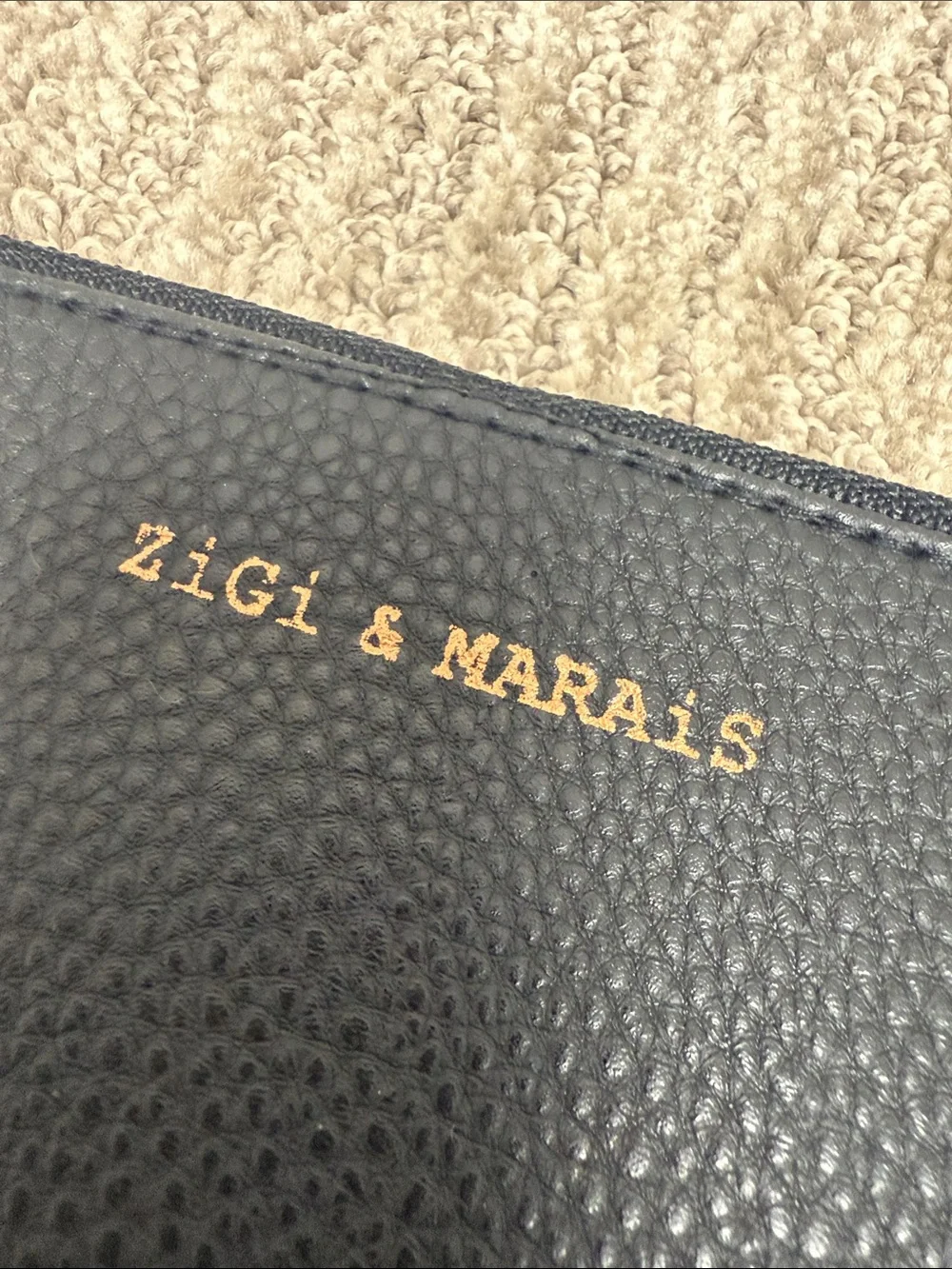Zigi & Marais Black Pebbled Cosmetic Pouch with Tassel
